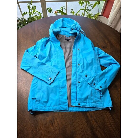 Lands End Women's Blue Zip Button Long Sleeve Stretch Waterproof Jacket Size xs - Picture 2 of 16